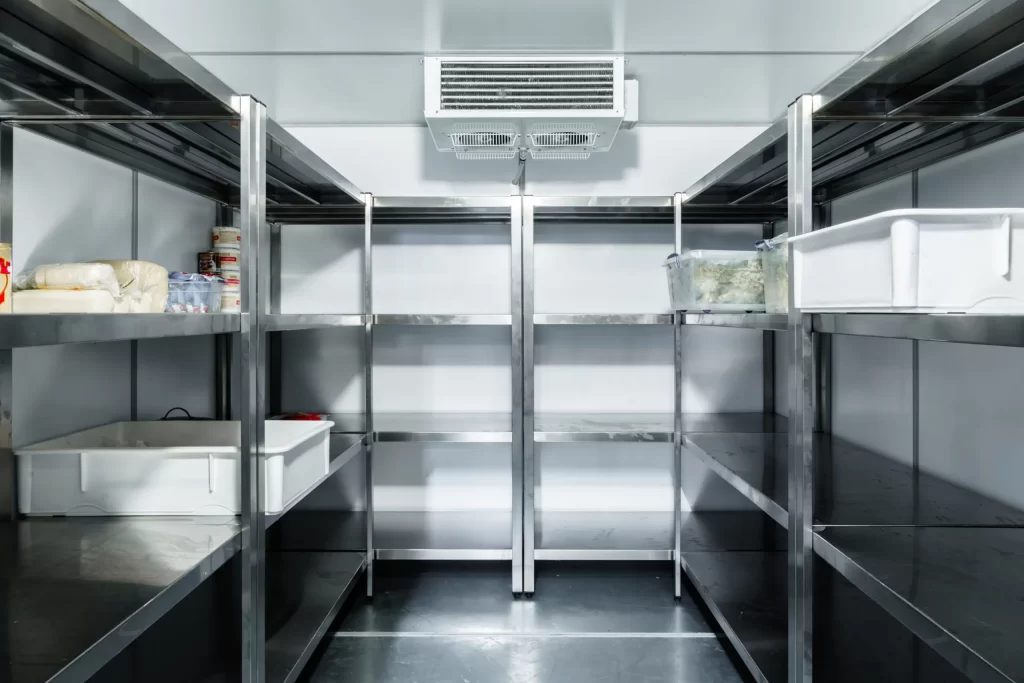 Inside of commercial freezer